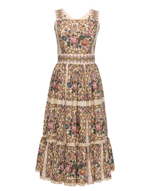 Lena Hoschek Multicolor Jardin Floral Cotton Midi Dress