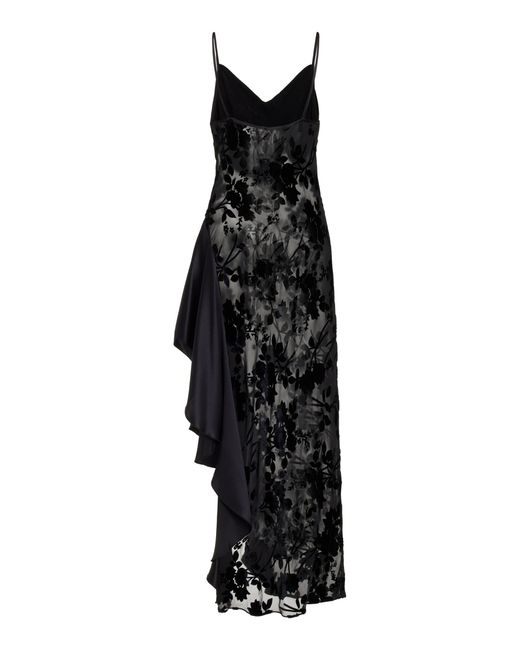 Rodarte Black Asymmetric Bias-cut Velvet Dress