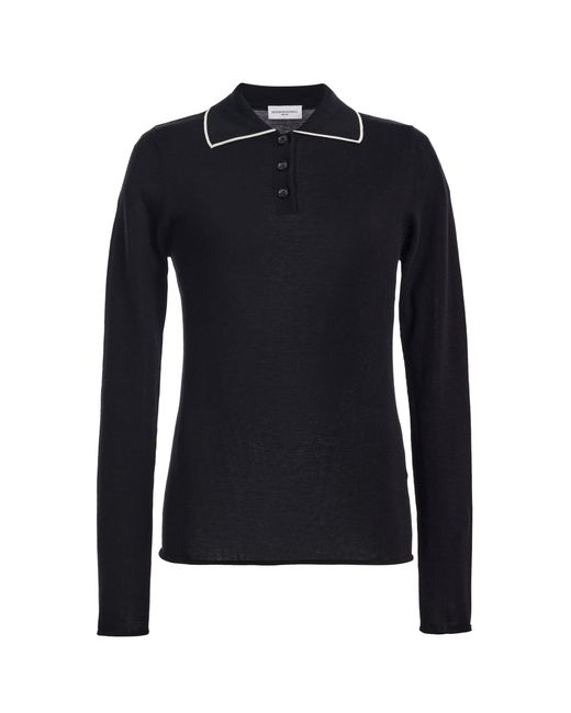 Brandon Maxwell Blue The Mills Knit Polo Sweater