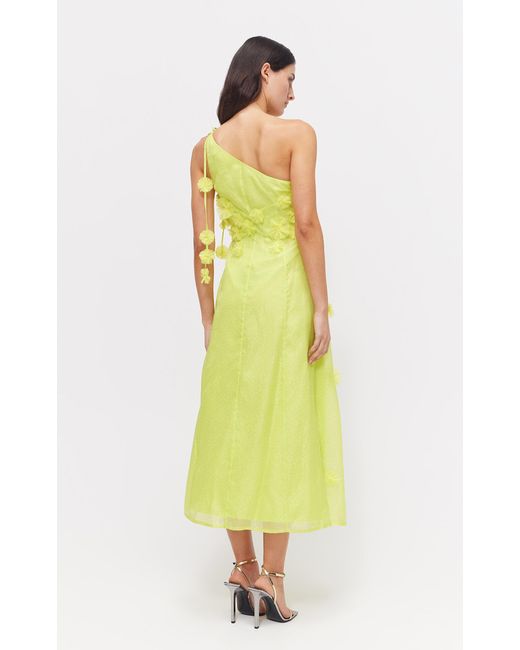Rachel Gilbert Yellow Whitley Embellished Silk Midi Dress