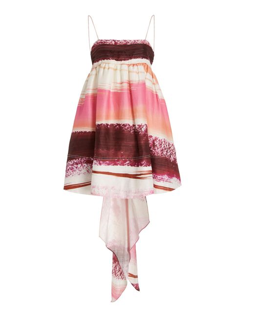 Aje. Pink Kasbah Striped Linen-blend Mini Dress