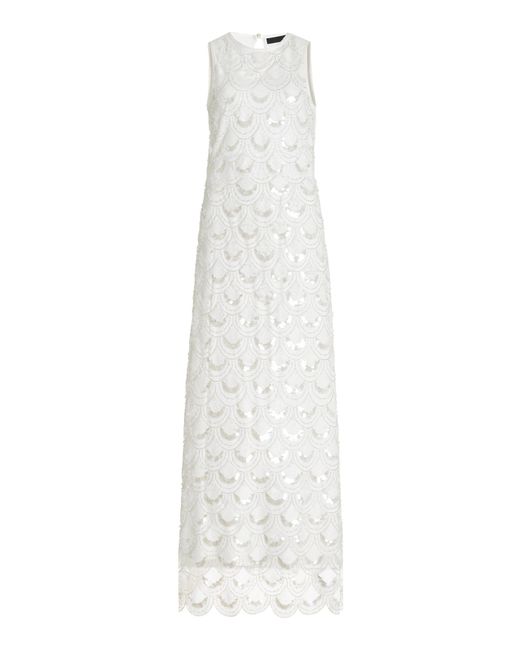 ROTATE BIRGER CHRISTENSEN White Sequins Cutout Maxi Dress