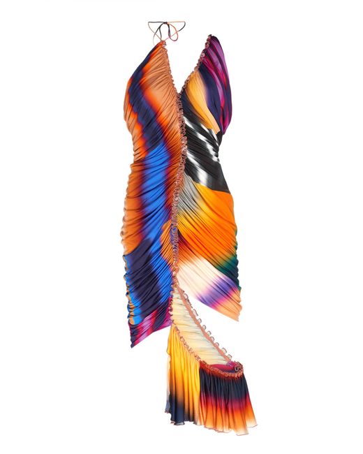 Mugler Multicolor Rainbow Degrade Jersey Halter Dress