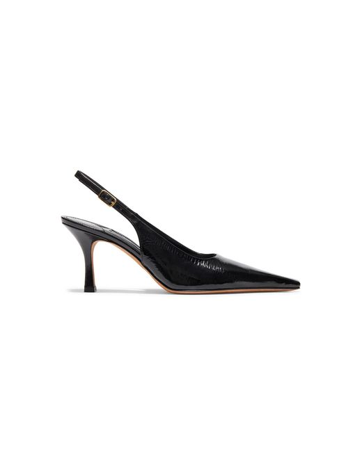 Emme Parsons Black Elana Eelskin-Effect Leather Slingback Pumps