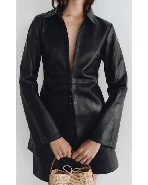 By Malene Birger Black Alleys Tailored Leather Jacket for men