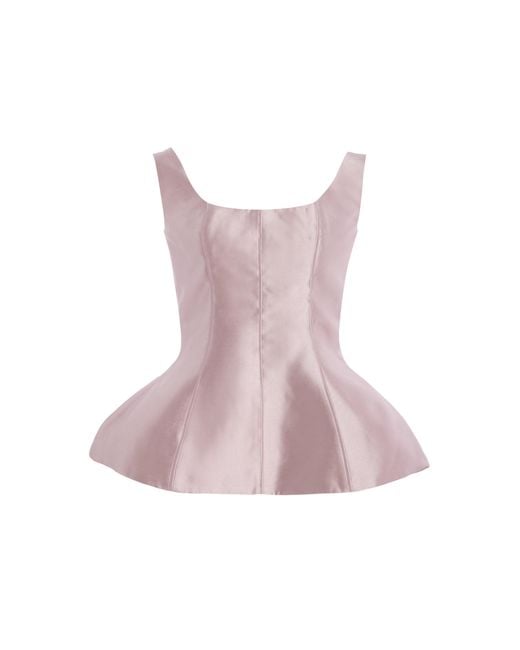 Marlies Grace Pink Ivy Satin Peplum Top
