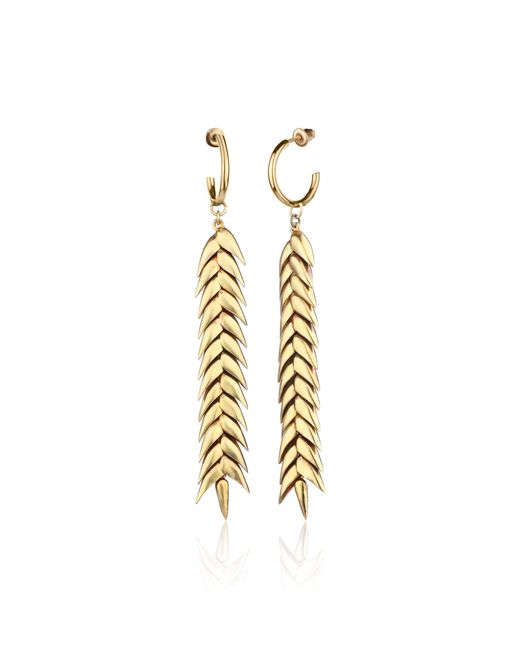Bevza Metallic Spikelet Long 14k Gold-plated Brass Earrings