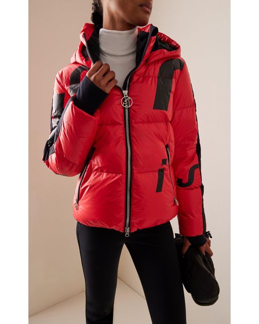 Toni Sailer Red Louisa Hooded Ripstop Down Ski Jacket