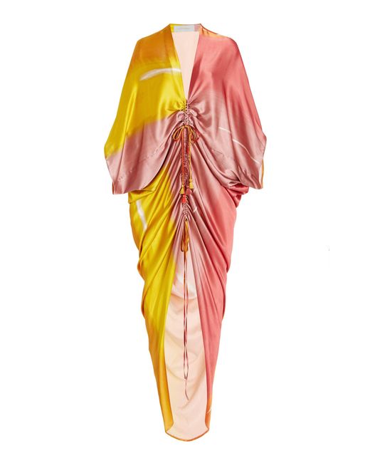Silvia Tcherassi Multicolor Cloister Gathered Stretch-silk Maxi Dress