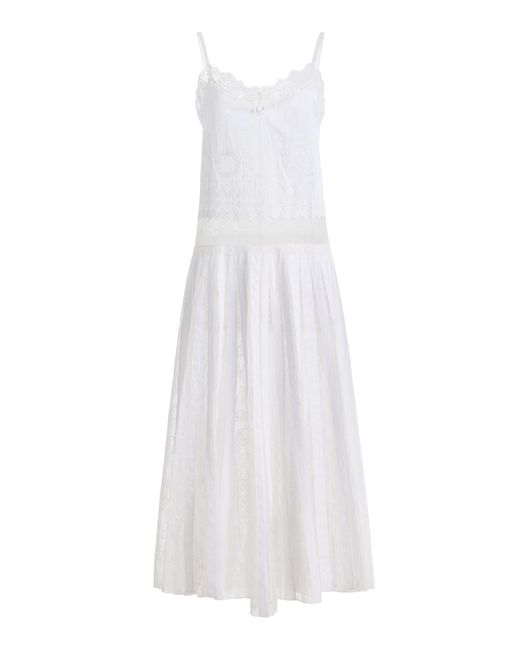 Brandon Maxwell White Rooney Embroidered Lace Cotton Midi Slip Dress