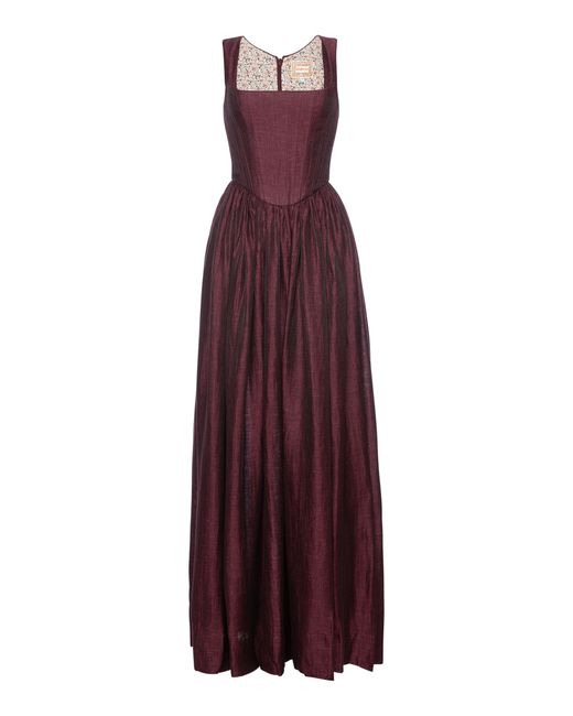 Lena Hoschek Purple Theodora Corset Cotton Maxi Dress