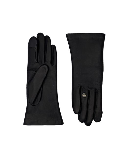 Agnelle Black Gem-Detailed Leather Gloves