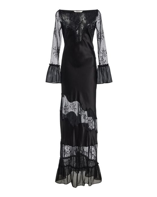 Sleeping with Jacques Black Exclusive Erica Lace-Inset Silk Maxi Dress