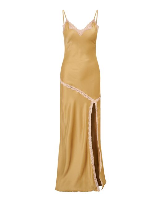 LoveShackFancy Metallic Blewett Lace-Detailed Silk Maxi Dress