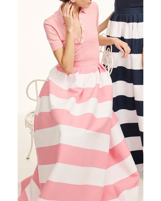 Carolina Herrera Pink Short Sleeve Silk-cotton Polo Top