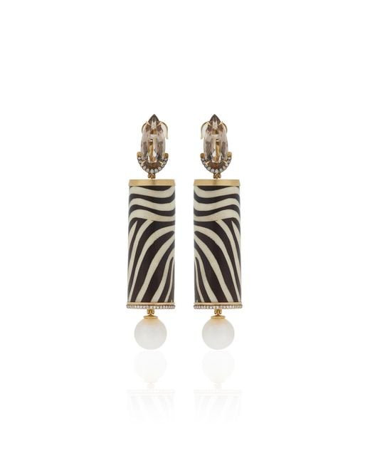 Silvia Furmanovich White 18K Zebra Marquetry Earrings