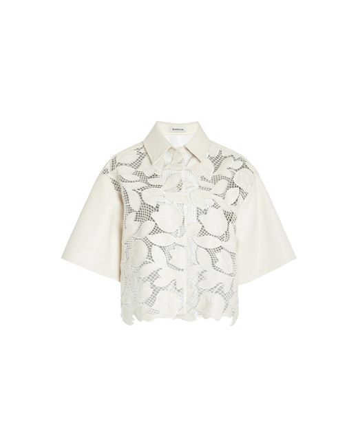 Jonathan Simkhai White Robinson Embroidered Vegan Leather Shirt