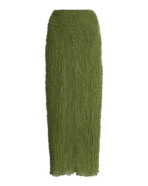 TG Botanical Green Wendy Shirred Cotton Maxi Skirt