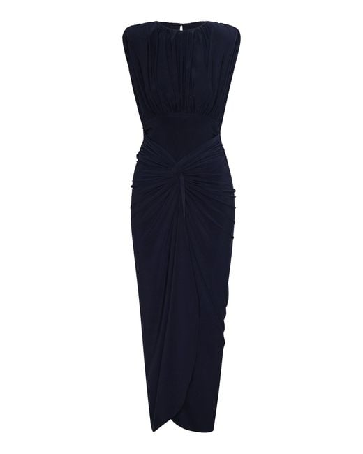 ANDRES OTALORA Blue Zambea Draped Midi Dress