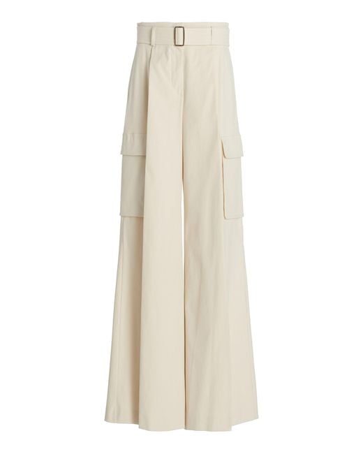 Max Mara Nebbia Cotton-blend Wide-leg Pants in Natural