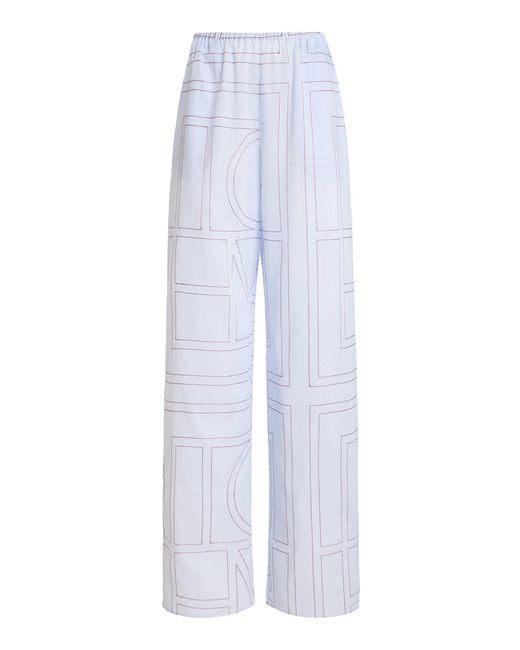 Totême White Monogram Cotton-Blend Pj Bottoms