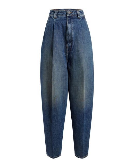 Khaite Blue Ashford Pleated Tapered Jeans
