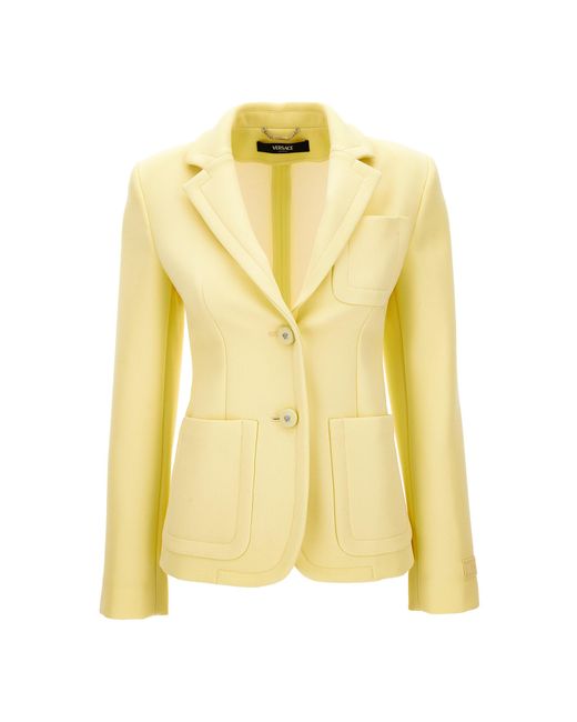 Versace Yellow Bonded Scuba Wool-Blend Blazer