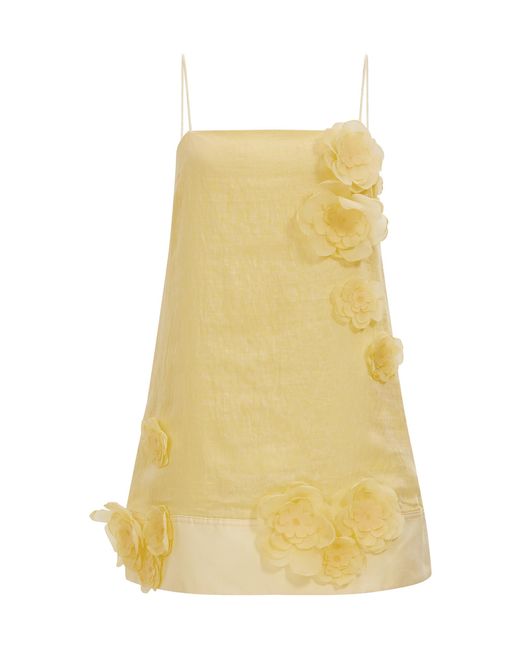 Aje. Yellow Cloudscape Embellished Organza Top