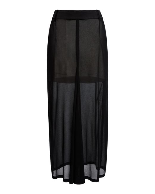 Victoria Beckham Black Sheer Paneled Midi Skirt