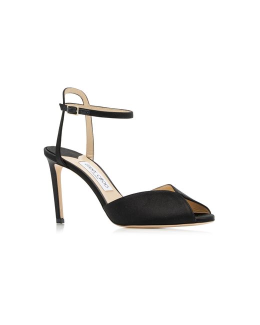 Jimmy Choo Black Sacora Satin Sandals