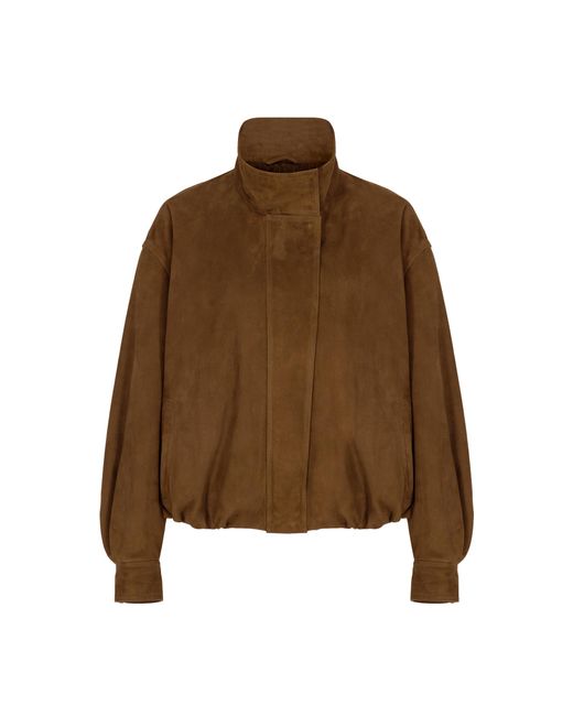 Zeynep Arcay Brown Oversized Suede Bomber