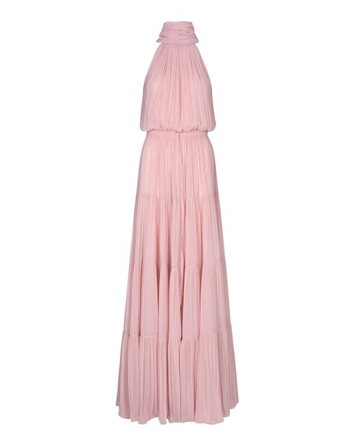 Maria Elena Villamil Pink Gracia Pleated Maxi Dress