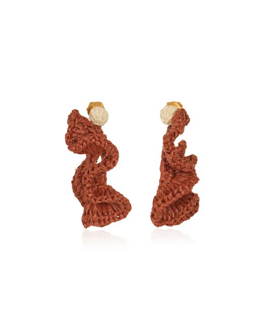 Johanna Ortiz Orange Dance Elements Crocheted Palm Earrings for men