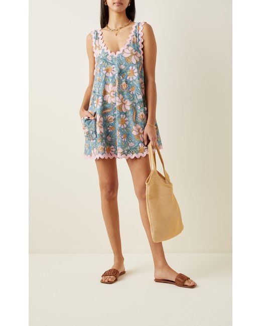 Juliet Dunn Floral Cotton Mini Dress in Blue | Lyst Juliet Dunn Floral Cotton Mini Dress in Blue | Lyst