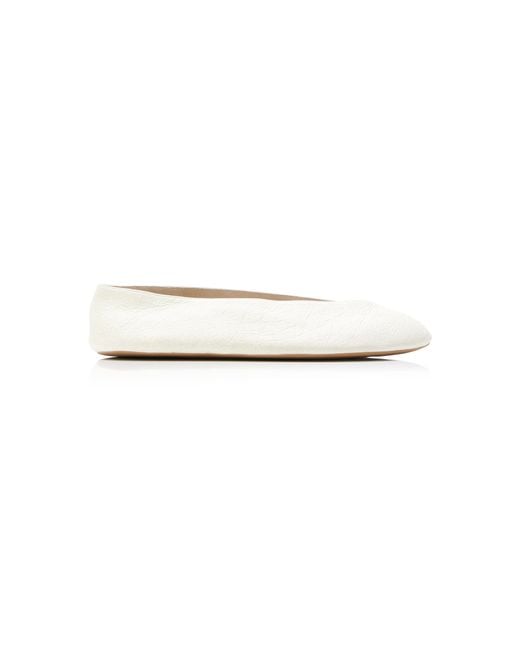 The Row White Fay Two Leather Ballet Flats