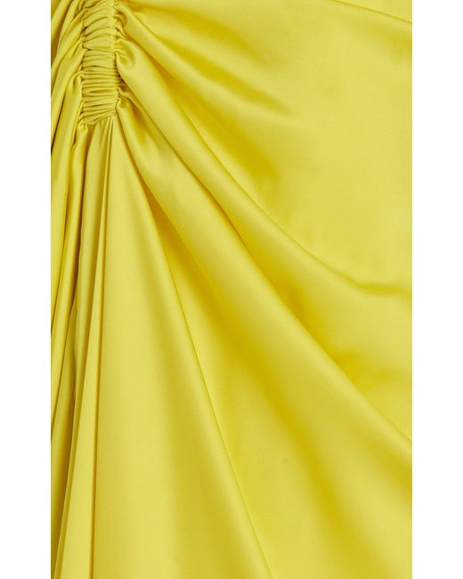 Maison Rabih Kayrouz Yellow Gathered Charmeuse Maxi Dress