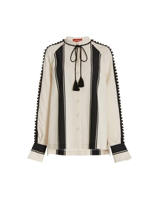 Altuzarra Multicolor Irini Striped Tassel Button-Up Top