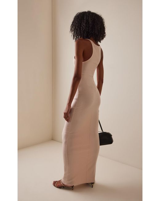 ÉTERNE White Stretch Cotton-Modal Maxi Tank Dress