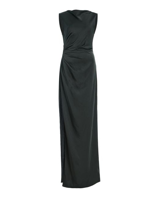LAPOINTE Black Ruched Satin Gown