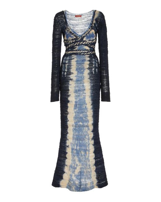 Altuzarra Blue Meena Shibori-print Silk Midi Dress