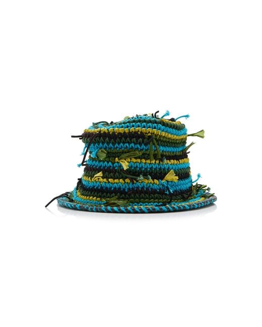 Staud Green Meyers Crocheted Cotton Bucket Hat