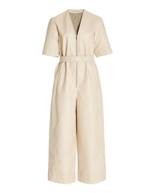 Stella McCartney All-in-one Vegan Leather Jumpsuit in Natural - Lyst