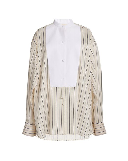 Stella McCartney White Plastron Silk-blend Shirt