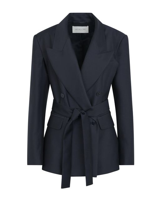 Heirlome Blue Antonella Belted Wool-Silk Blazer