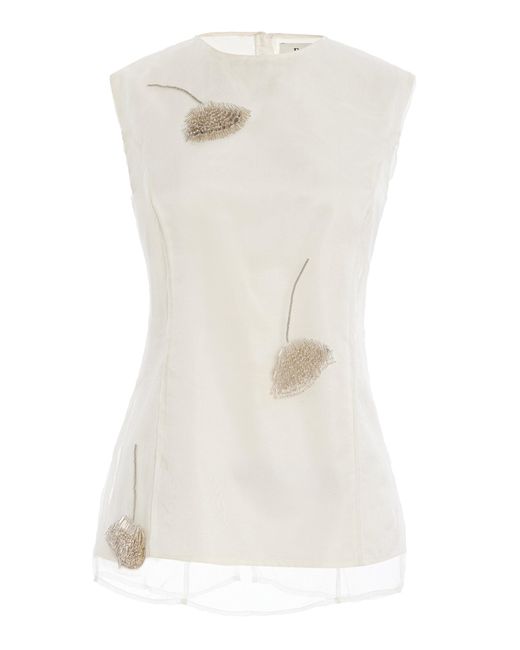 Rohe White Tulip-embellished Silk-organza Top