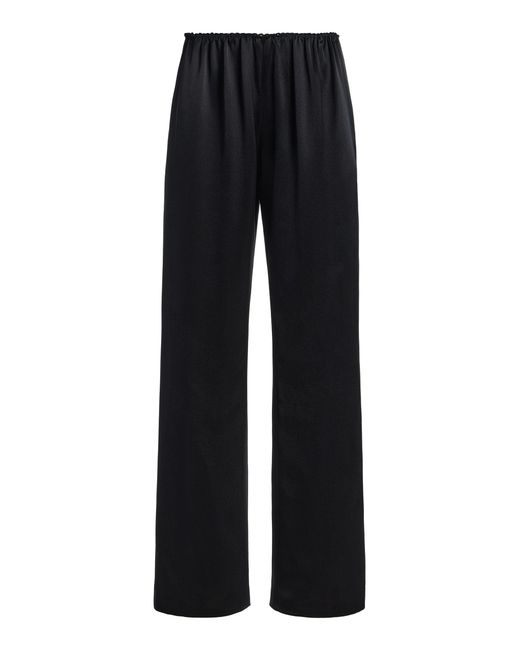 Brandon Maxwell Black Cress Cropped Silk Pants