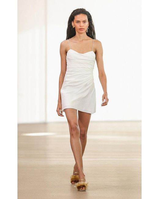 Aje. White Clarice Draped Linen-blend Mini Dress