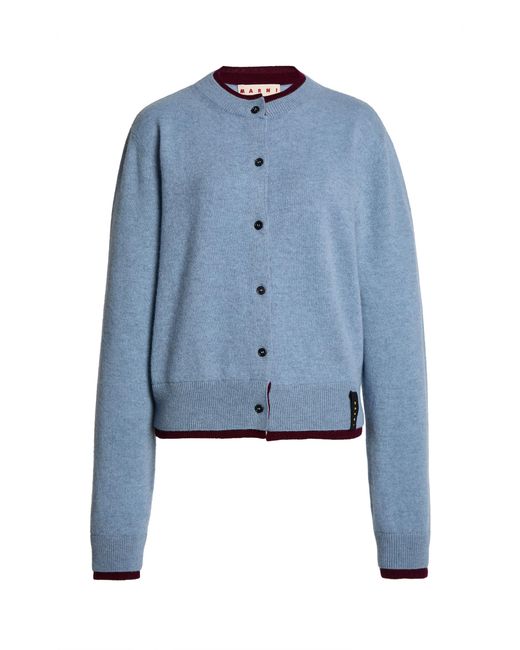 Marni Blue Buttoned Cashmere Knit Sweater