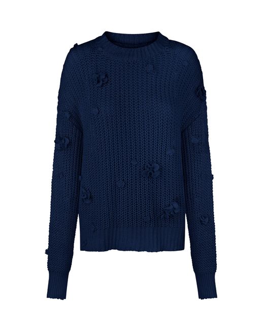 Anna October Blue Shelly Flower-embellished Organic Cotton Sweater