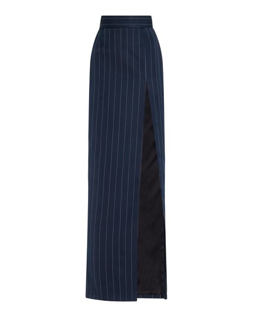 LAQUAN SMITH Blue Slit-Detailed Crepe Maxi Skirt